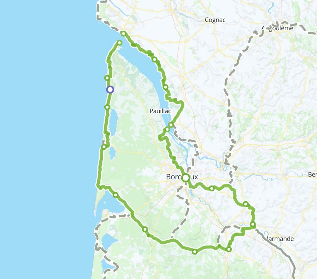 Tour de Gironde à Vélo - Parcours